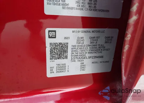 2023 GMC Sierra 1500 4Wd Short Box Denali from USA, damaged, VIN 1GTUUGEL5PZ294566